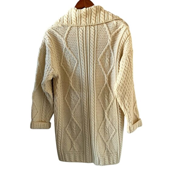 BLARNEY Made In Ireland Merino Wool Cardigan Sweater In Cream Size M - Picture 6 of 13